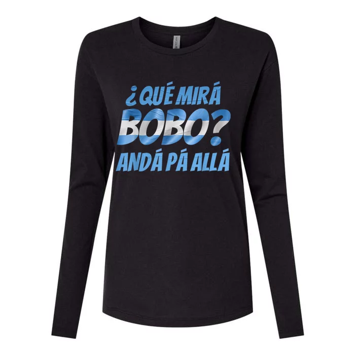 Qué Mirás Bobo, Andá Pa' Allá Funny Speech Argentina Flag Vintage Womens Cotton Relaxed Long Sleeve T-Shirt