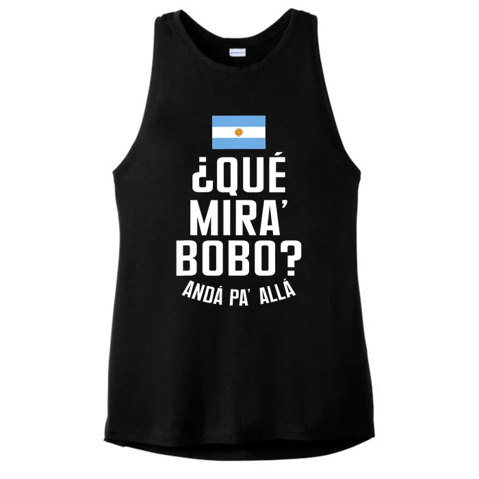 Qué Miras Bobo Qué Mirás Bobo, Andá Pa' Allá Funny Speech Flag Design Ladies Tri-Blend Wicking Tank