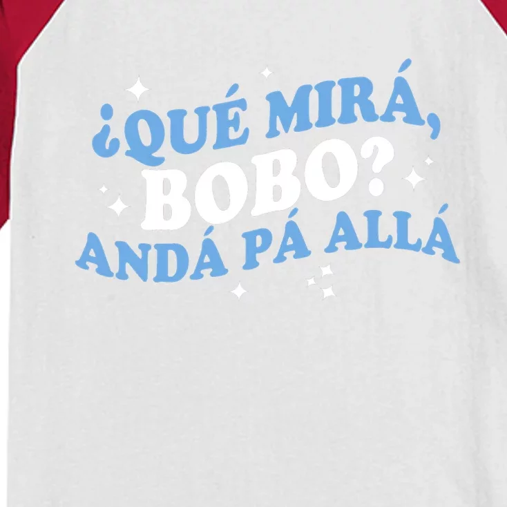 Qué Miras Bobo, Qué Mira Bobo Funny Saying Viral Meme Kids Colorblock Raglan Jersey