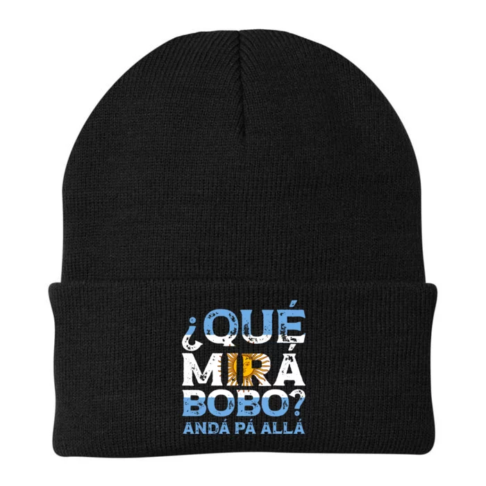 Qué Mirás Bobo, Andá Pa' Allá Funny Speech Argentina Flag Vintage Knit Cap Winter Beanie