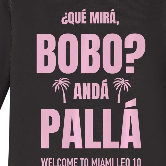 Que Mira Bobo Anda Palla Miami Leo 10 Baby Long Sleeve Bodysuit