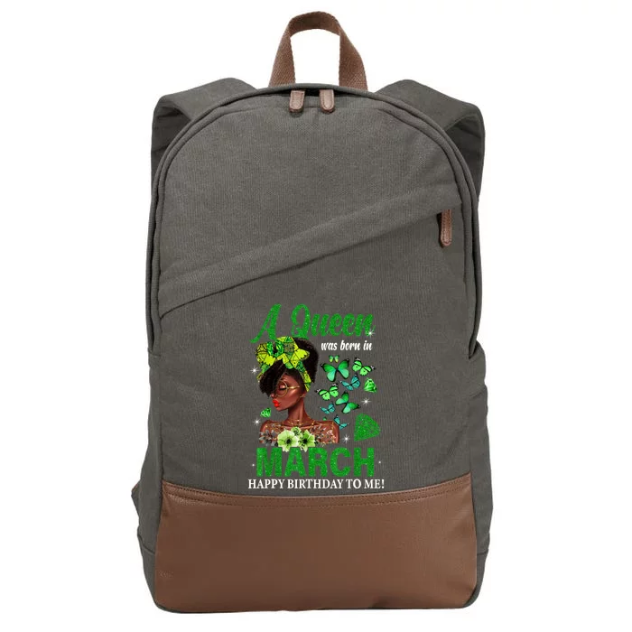 Queen March Birthday Black African American St Patricks day Cotton Canvas Backpack