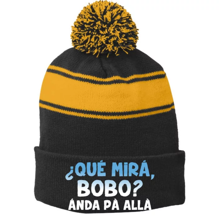 Qué Miras Bobo Argentina Qué Mira Bobo Trending Stripe Pom Pom Beanie