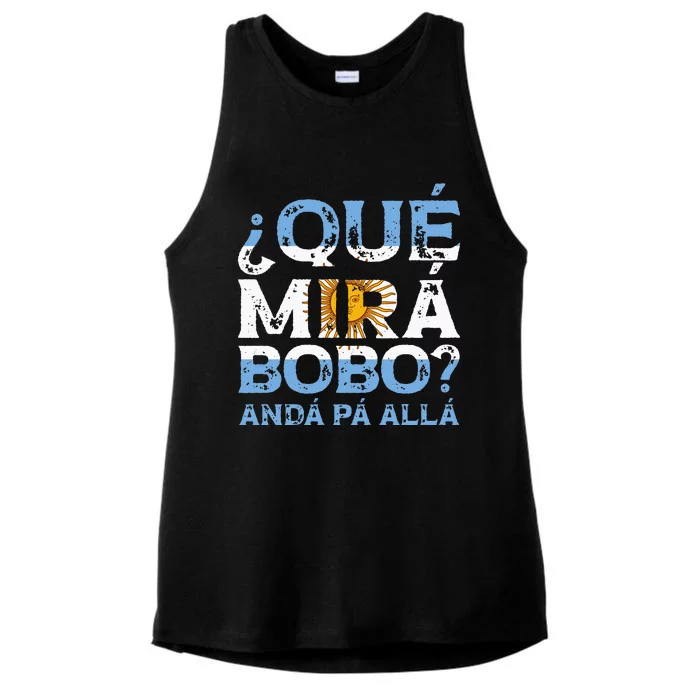 Qué Mirás Bobo Andá Pa Allá Funny Speech Ladies Tri-Blend Wicking Tank