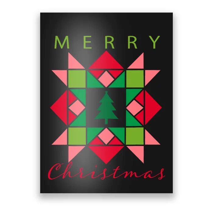 Quilter Merry Christmas Tree Quilt Block Quilting Poster