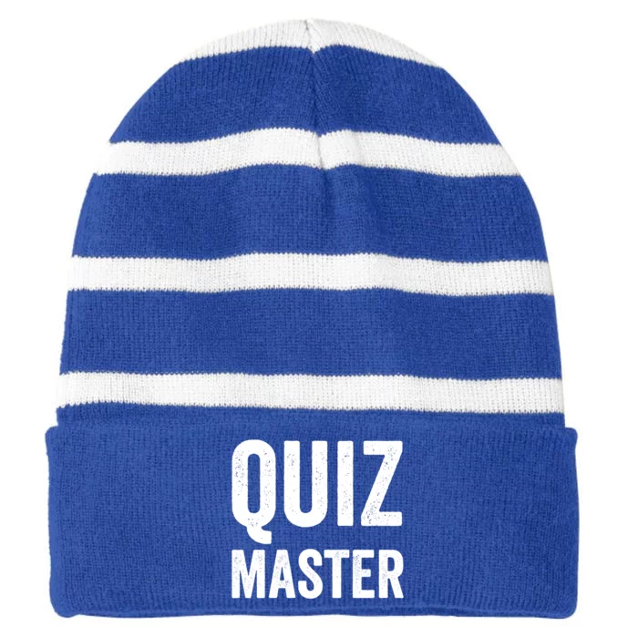 Quiz Master Cool Gift Trivia Night Game Show Host Gift Cool Gift Striped Beanie with Solid Band