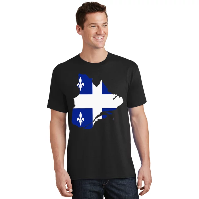 Quebec Map Flag Drapeau Carte QuéBec (Fleurdelisé) T-Shirt