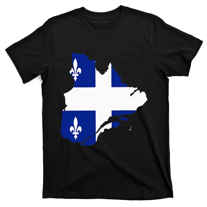 Quebec Map Flag Drapeau Carte QuéBec (Fleurdelisé) T-Shirt