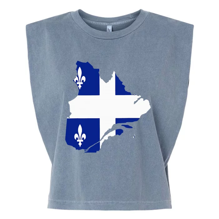 Quebec Map Flag Drapeau Carte QuéBec (Fleurdelisé) Garment-Dyed Women's Muscle Tee