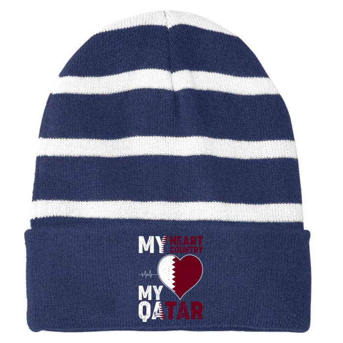 Qatar My Heart My Country Striped Beanie with Solid Band