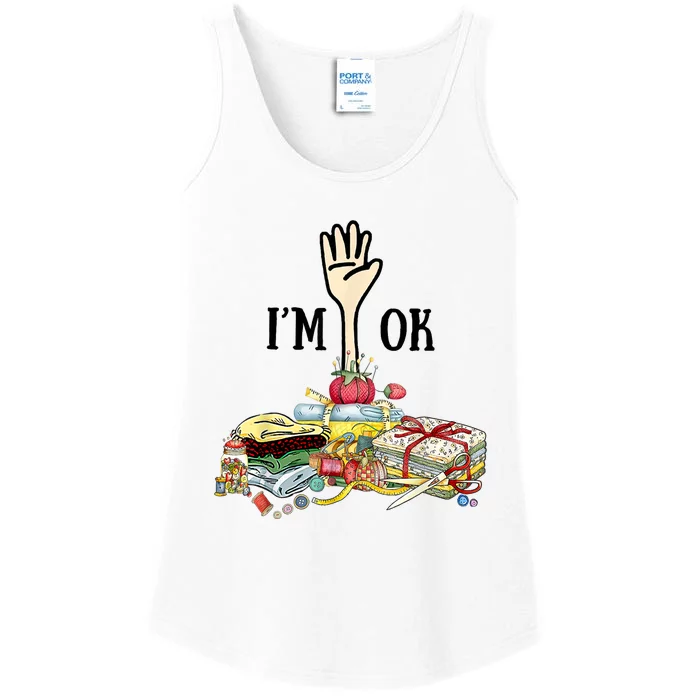 Quilting Machine Im Ok Funny Ladies Essential Tank