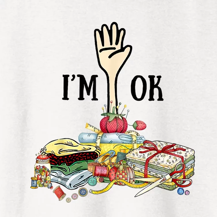 Quilting Machine Im Ok Funny Women's Crop Top Tee