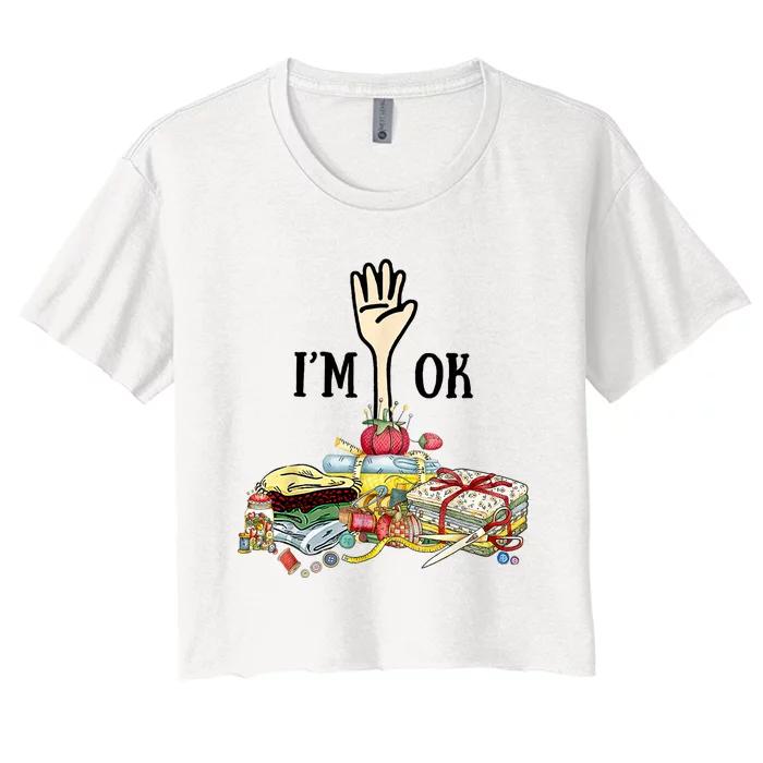 Quilting Machine Im Ok Funny Women's Crop Top Tee