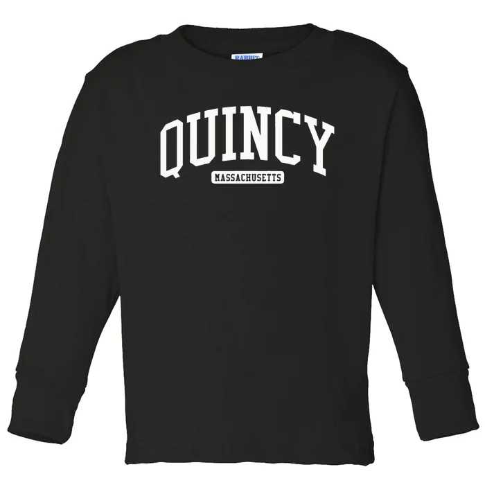 Quincy Massachusetts Ma College Style Toddler Long Sleeve Shirt