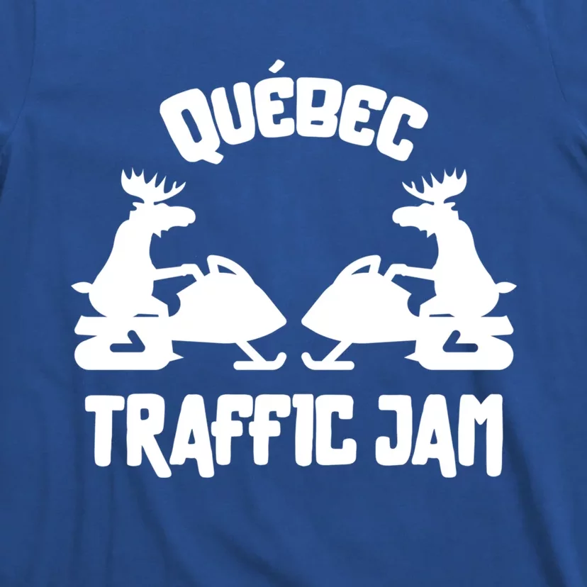 Quebec Moose Snowmobile Traffic Jam For Rider Gift T-Shirt