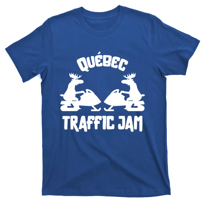 Quebec Moose Snowmobile Traffic Jam For Rider Gift T-Shirt