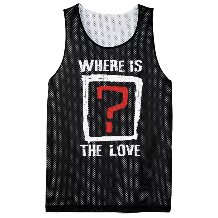 Question Mark Where Is The Love Mesh Reversible Basketball Jersey Tank