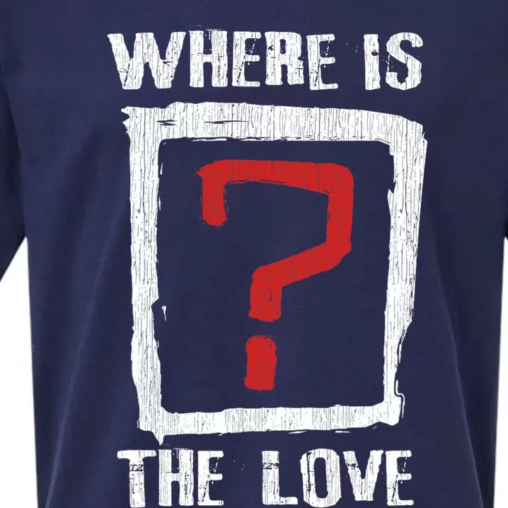 Question Mark Where Is The Love Sueded Cloud Jersey T-Shirt