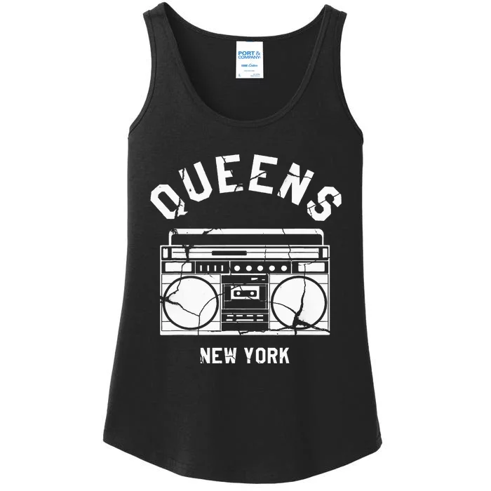 Queens Ny Gifts New York Nyc Boombox Ladies Essential Tank