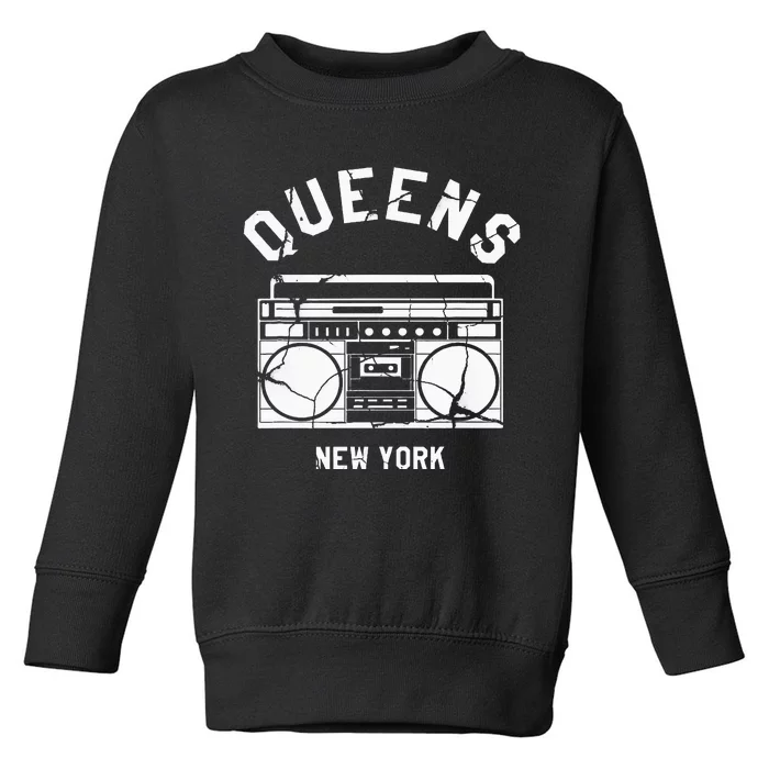 Queens Ny Gifts New York Nyc Boombox Toddler Sweatshirt