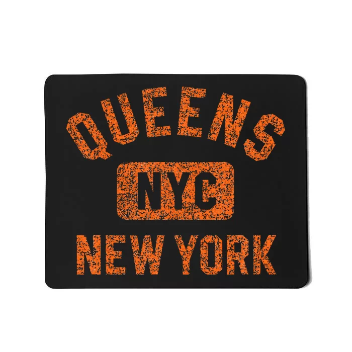 Queens Nyc New York Gym Style Distressed Orange Print Mousepad