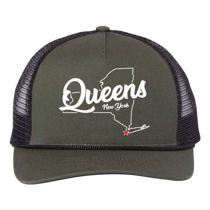 Queens Ny New York Nyc Gifts Souvenirs Retro Rope Trucker Hat Cap