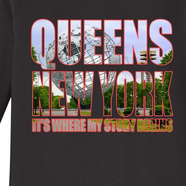 Queen New York It's Where My Story Begins Baby Long Sleeve Bodysuit