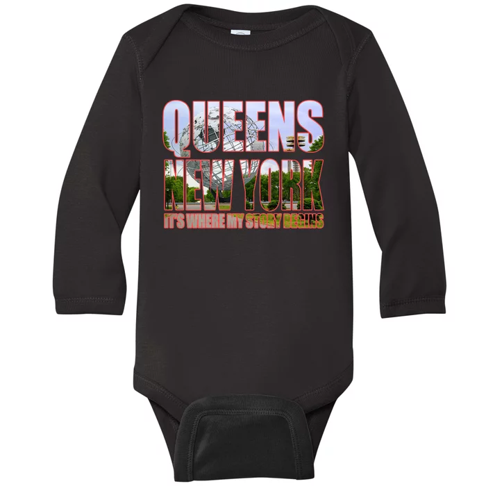 Queen New York It's Where My Story Begins Baby Long Sleeve Bodysuit