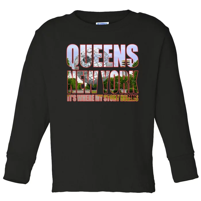 Queen New York It's Where My Story Begins Toddler Long Sleeve Shirt