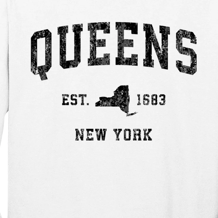 Queens New York Ny Vintage Established Athletic Sports Design Long Sleeve Shirt