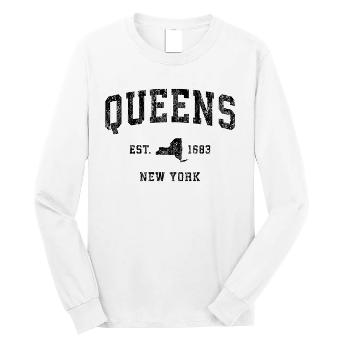 Queens New York Ny Vintage Established Athletic Sports Design Long Sleeve Shirt