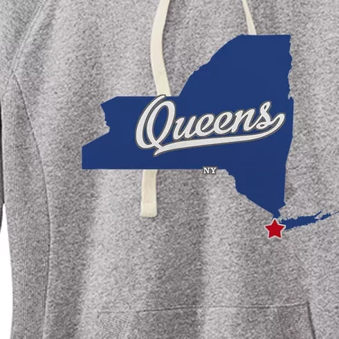 Queens New York Ny Map Women's Fleece Hoodie