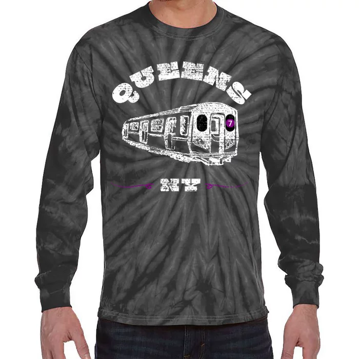 Queens New York 7 Train New York City Borough Nyc Tie-Dye Long Sleeve Shirt