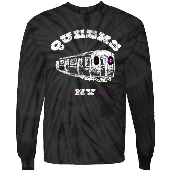 Queens New York 7 Train New York City Borough Nyc Tie-Dye Long Sleeve Shirt