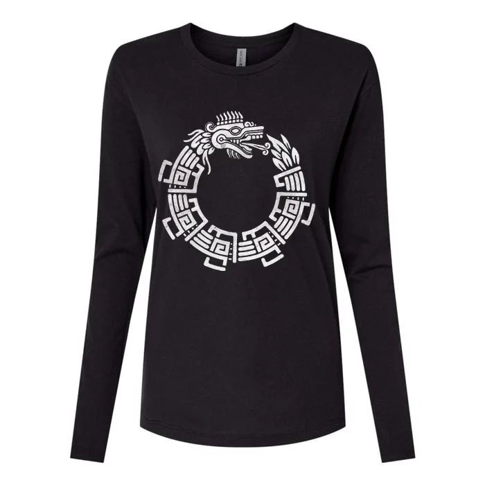 Quetzalcoatl Ouroboros Aztec Serpent Mayan Inca Toltec Womens Cotton Relaxed Long Sleeve T-Shirt