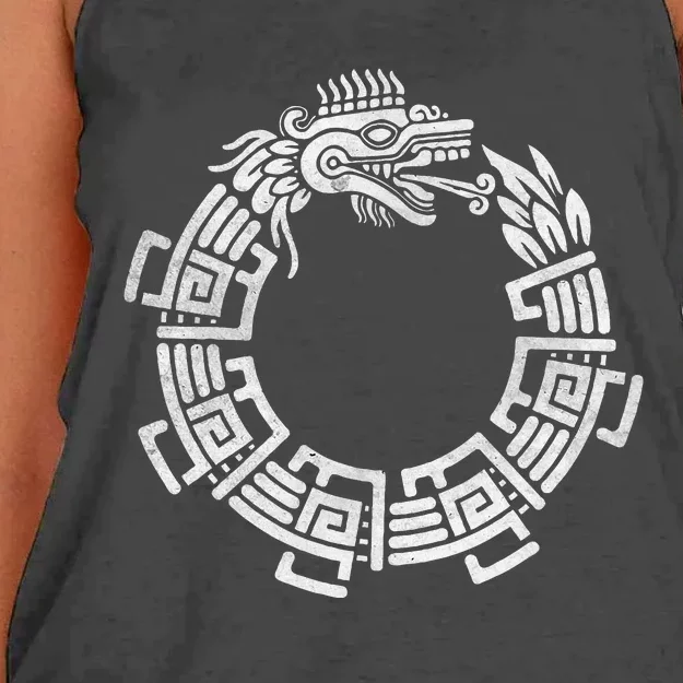 Quetzalcoatl Ouroboros Aztec Serpent Mayan Inca Toltec Women's Knotted Racerback Tank