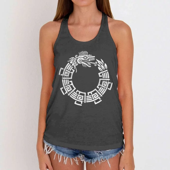 Quetzalcoatl Ouroboros Aztec Serpent Mayan Inca Toltec Women's Knotted Racerback Tank