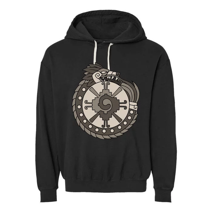 Quetzalcoatl Ouroboros Aztec Ancient Mayan Inca Toltec Garment-Dyed Fleece Hoodie