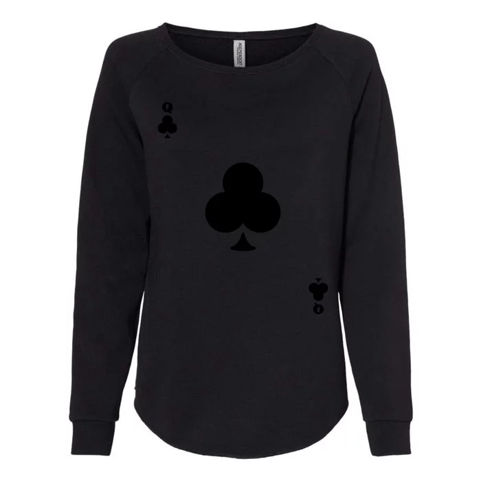 Queen Of Clubs Card Playing Card Poker Costume Card Womens California Wash Sweatshirt