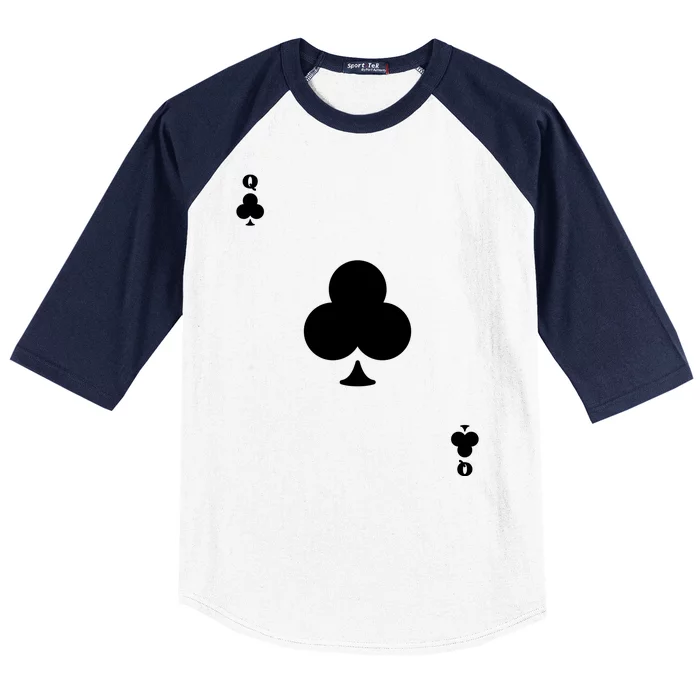 Queen Of Clubs Card Playing Card Poker Costume Card Baseball Sleeve Shirt