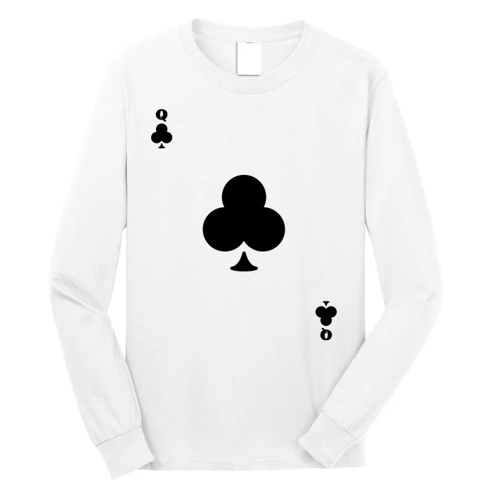 Queen Of Clubs Card Playing Card Poker Costume Card Long Sleeve Shirt