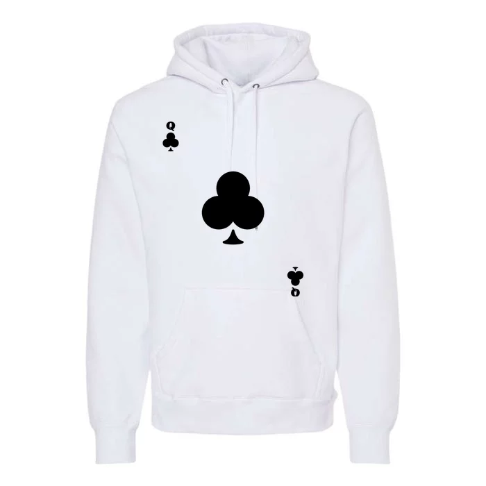 Queen Of Clubs Card Playing Card Poker Costume Card Premium Hoodie