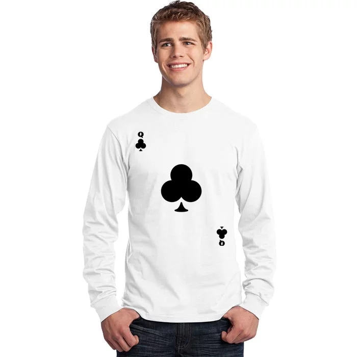 Queen Of Clubs Card Playing Card Poker Costume Card Tall Long Sleeve T-Shirt