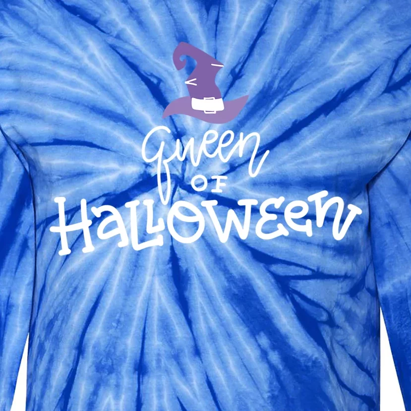 Queen Of Halloween Witches Hat Cool Gift Tie-Dye Long Sleeve Shirt