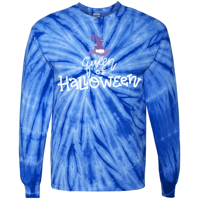 Queen Of Halloween Witches Hat Cool Gift Tie-Dye Long Sleeve Shirt