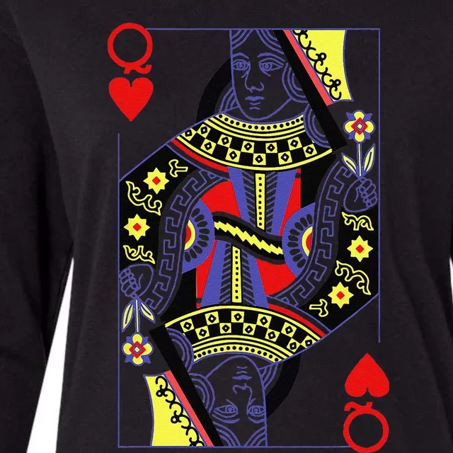 Queen Of Hearts Deck Of Cards Playing Cards Halloween Poker Womens Cotton Relaxed Long Sleeve T-Shirt