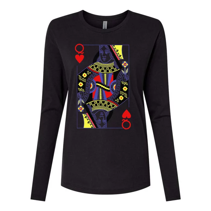 Queen Of Hearts Deck Of Cards Playing Cards Halloween Poker Womens Cotton Relaxed Long Sleeve T-Shirt