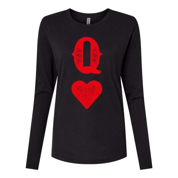 Queen Of Hearts Blackjack Cards Poker 21 Q Couple Matching Great Gift Womens Cotton Relaxed Long Sleeve T-Shirt