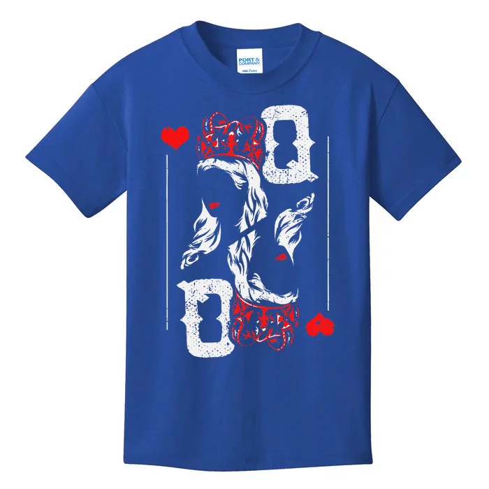 Queen Of Hearts Gaming Cards Poker Halloween Costume Kids T-Shirt