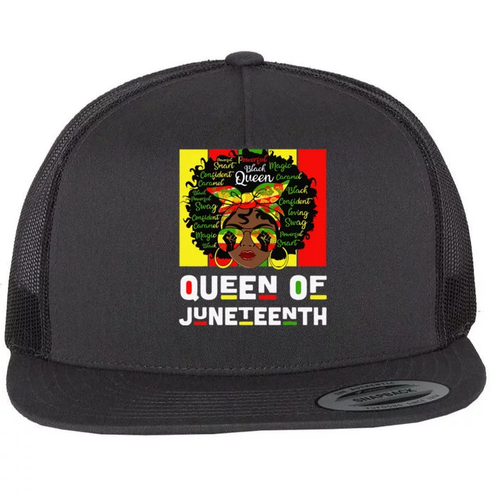 Queen Of Juneteenth Black Magic Melanin Flat Bill Trucker Hat